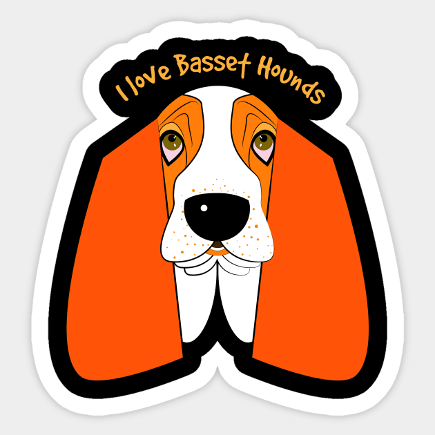 I love Basset Hounds Sticker by IsabelSalvador